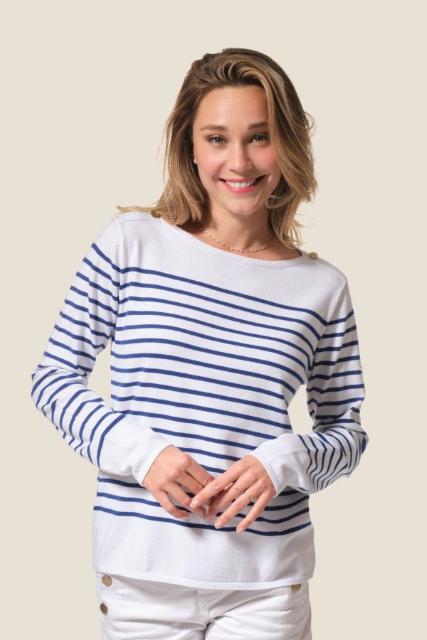 Pull rayé avec boutons épaules Sollange