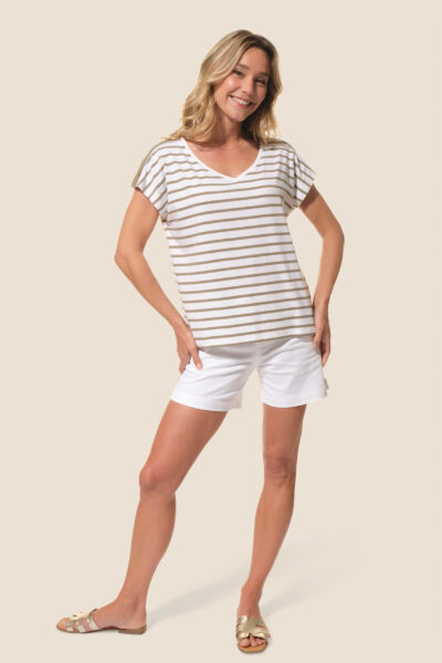 Tee-shirt rayé manches courtes rayé pour femme Hublot Mode Marine