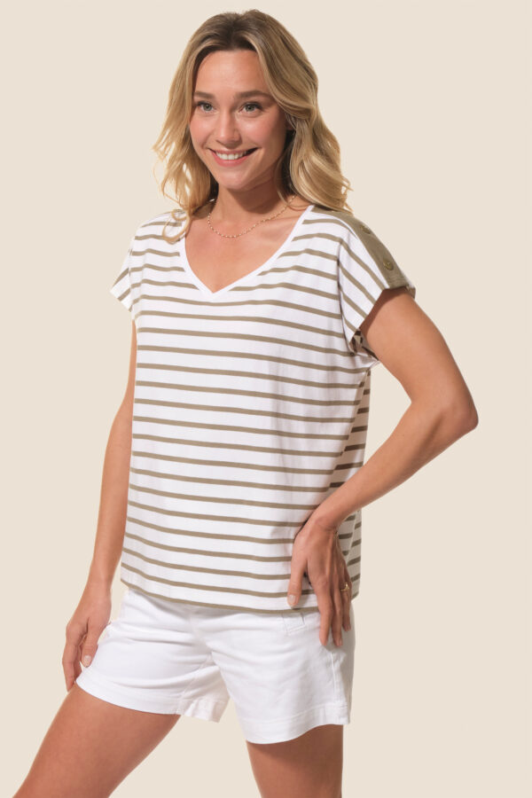 Tee-shirt rayé avec boutons épaules Giflia