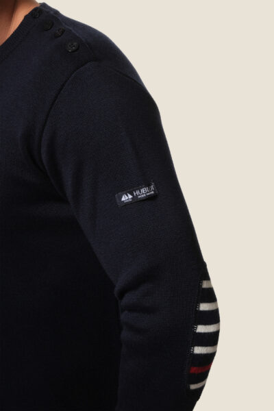 Pull homme uni col rond avec patchs coudes Eloi