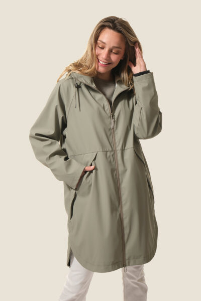 Ciré femme long zippé à capuche, coutures étanches, doublé polaire, Libona