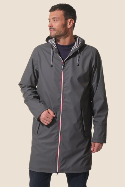 Ciré homme imperméable long avec zip contrasté Vito
