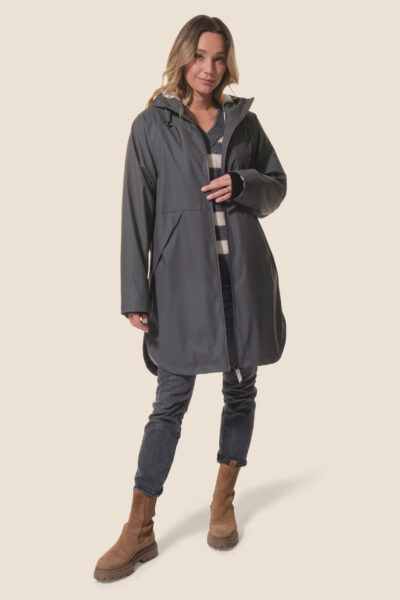 Ciré femme long zippé à capuche, coutures étanches, doublé polaire, Libona