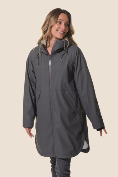 Ciré femme long zippé à capuche, coutures étanches, doublé polaire, Libona
