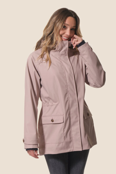 Ciré femme zippé à capuche avec manches raglan et coutures étanchées, lien de serrage à la taille, doublé polaire, Lyvie