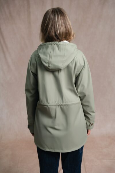 Ciré femme zippé à capuche avec manches raglan et coutures étanchées, lien de serrage à la taille, doublé polaire, Lyvie