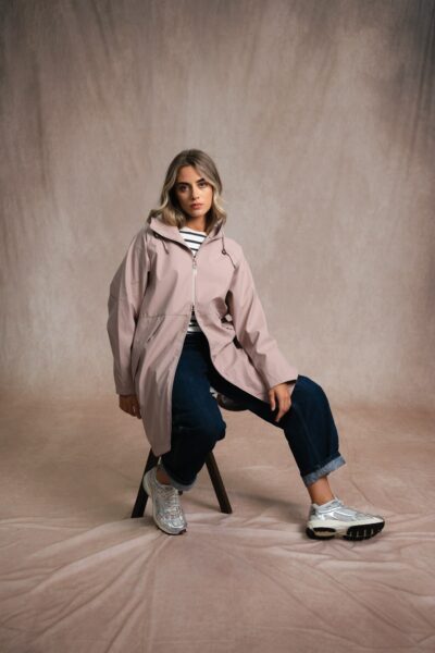 Ciré femme long zippé à capuche, coutures étanches, doublé polaire, Libona