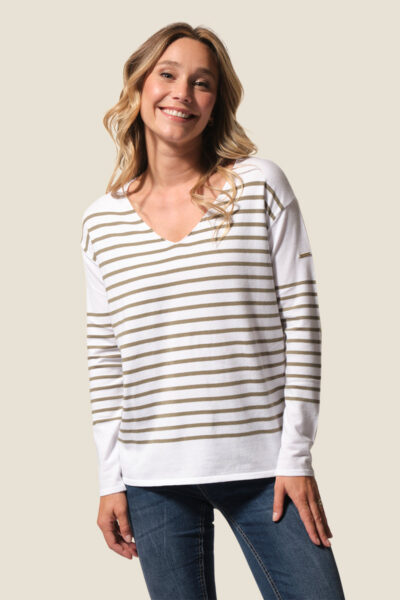 Pull femme rayé col V Marise