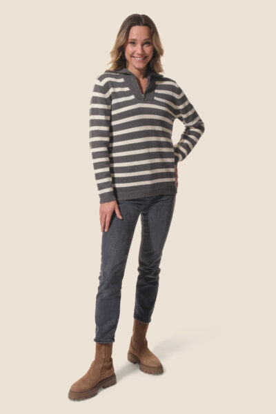 Pull femme col camionneur à rayures Vozia