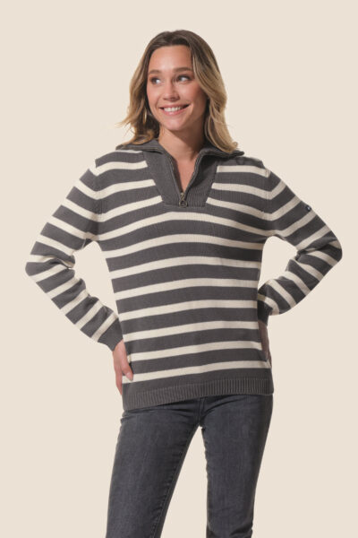 Pull femme col camionneur à rayures Vozia