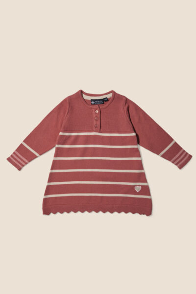 Robe bébé fille en maille, rayures et boutons, Ghada
