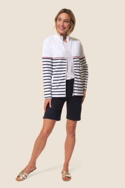 Veste femme zippée à rayures