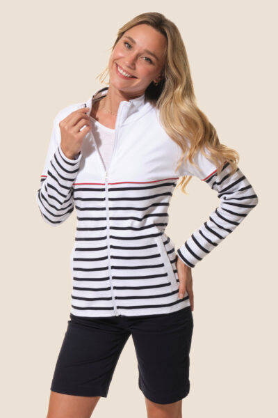 Veste femme zippée à rayures