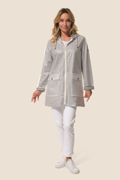 Ciré imperméable Sonia femme transparent avec doublure rayée