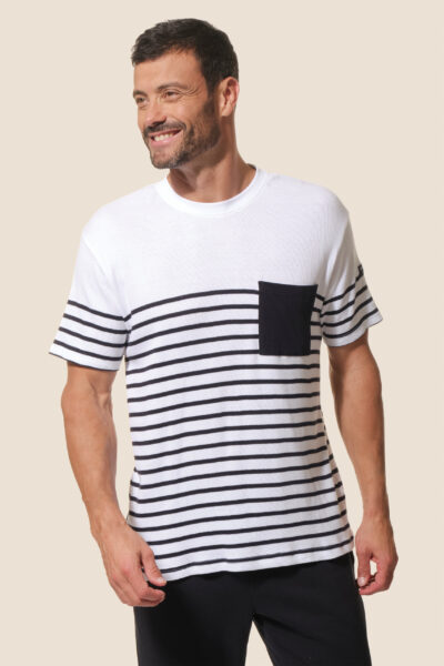 Tee-shirt rayé avec poche contrasté Hublot Mode Marine