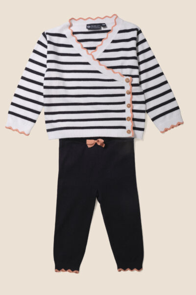 Ensemble en maille bébé fille cache coeur Hublot Mode Marine