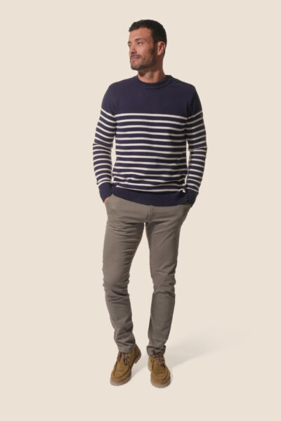 Pantalon homme en toile type chino avec ceinture Cedric