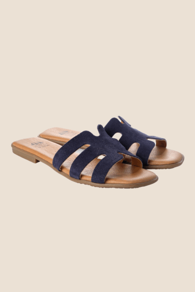 Sandales en cuir pour femme plates en daim