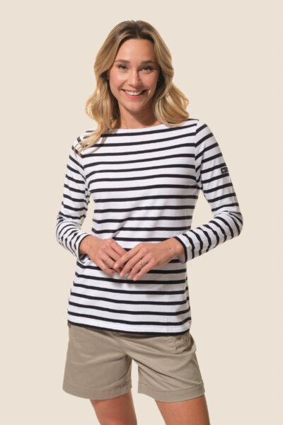 Marinière femme manches longues, col bateau, Hublot Mode Marine