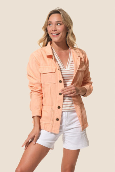 Veste femme en toile boutonnée avec poches Raven - Hublot Mode Marine
