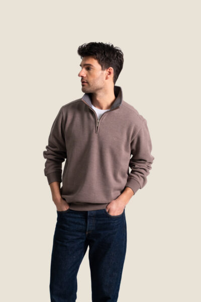 Sweat homme en côte américaine, col camionneur, Gaston