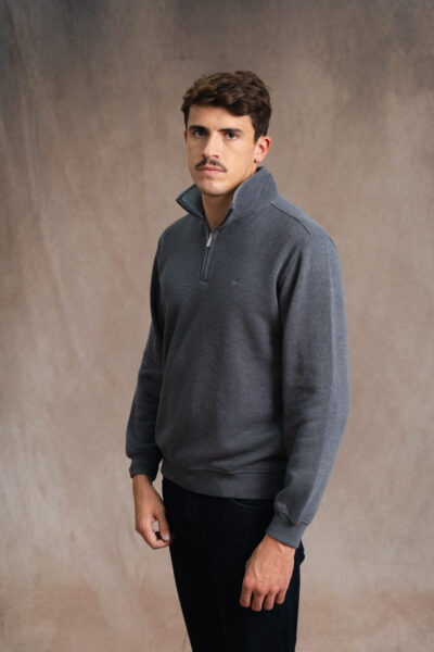 Sweat homme en côte américaine, col camionneur, Gaston