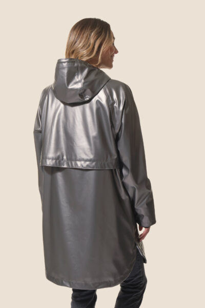 Ciré femme long métallisé zippé à capuche, doublé polaire, Libona