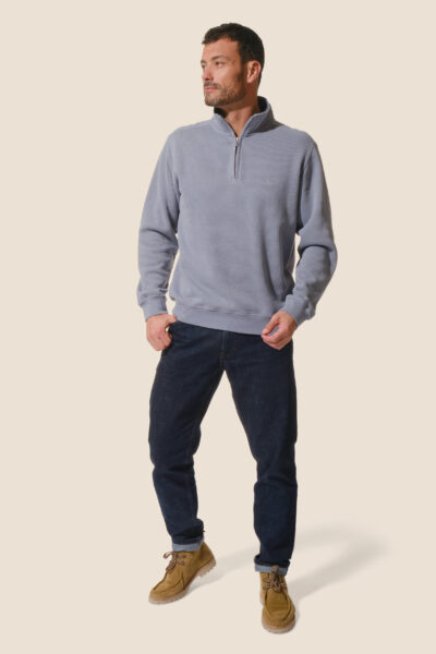 Sweat homme en côte américaine, col camionneur, Gaston