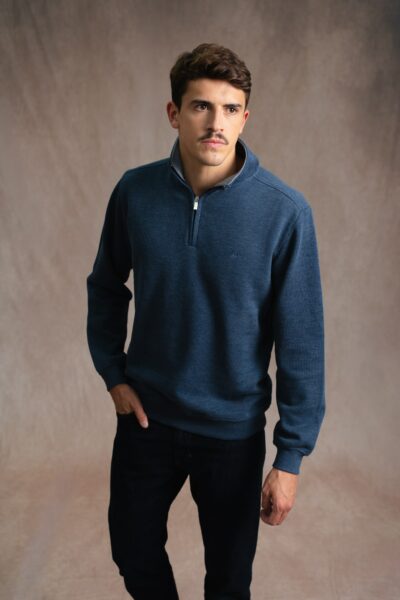 Sweat homme en côte américaine, col camionneur, Gaston