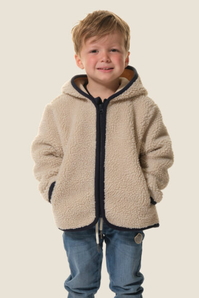 Veste enfant mixte en sherpa doublée polaire, zippée à capuche, Zilpa