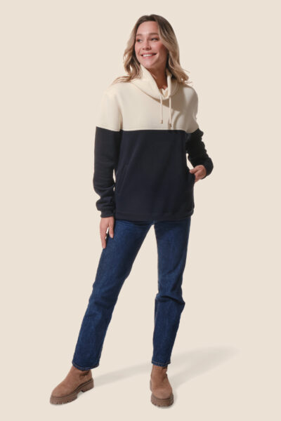 Sweat femme bicolore, col boule Galina