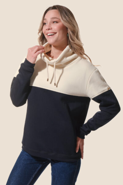 Sweat femme bicolore, col boule Galina