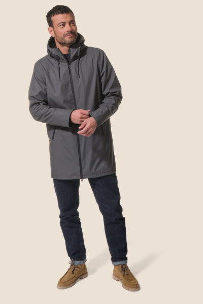 Ciré homme 3/4 zippé à capuche, avec manchons, Jules