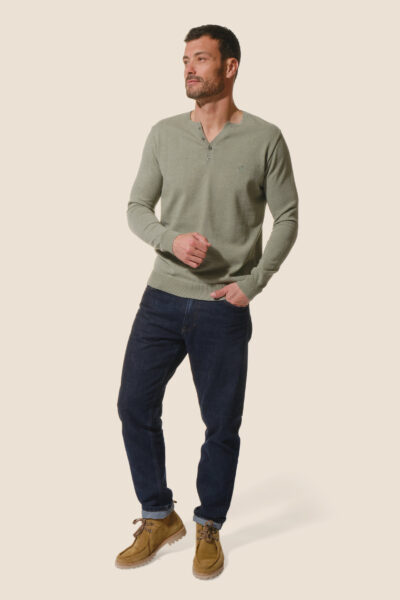 Pull homme en maille col tunisien Owen