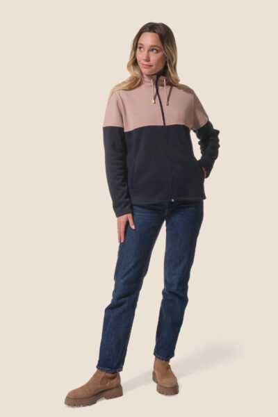 Veste femme bicolore en molleton, lacets fantaisies, Tasha