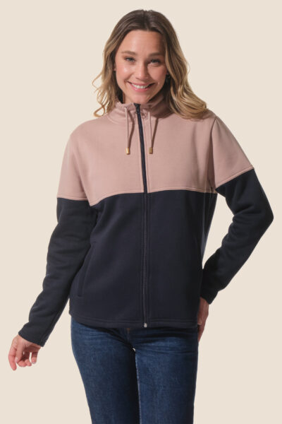 Veste femme bicolore en molleton, lacets fantaisies, Tasha