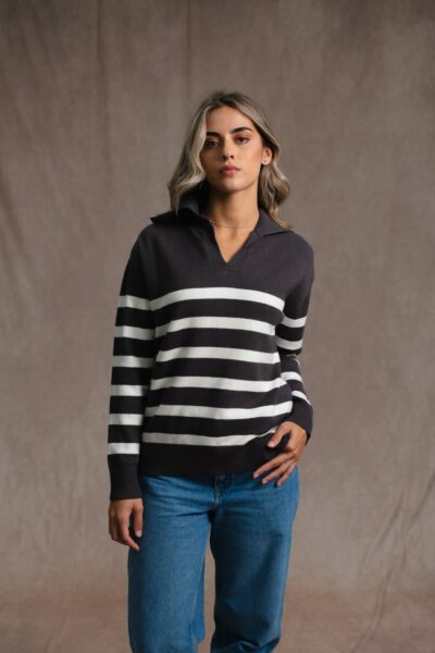 Pull femme en maille col vareuse Laurene