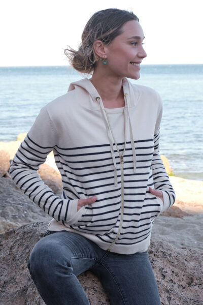 Veste zippée femme en maille à capuche Miranda