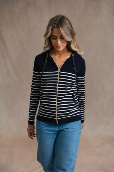 Veste zippée femme en maille à capuche Miranda