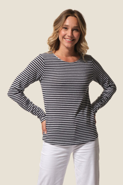 Tee-shirt femme manches longues à rayures métallisées Beretta