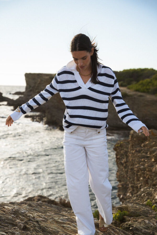 Pull femme en maille ajourée Cherry