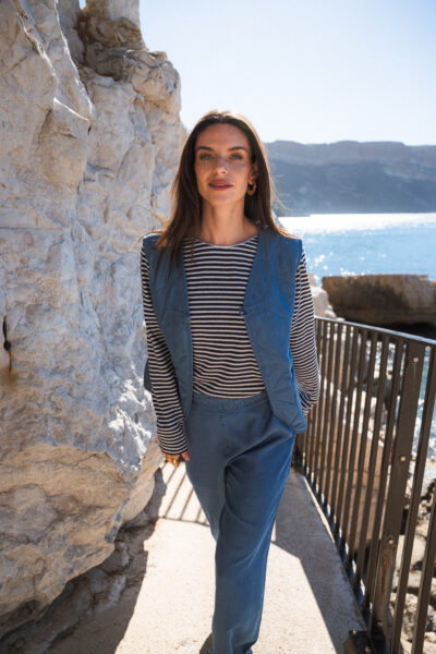 Tee-shirt femme manches longues à rayures métallisées Beretta