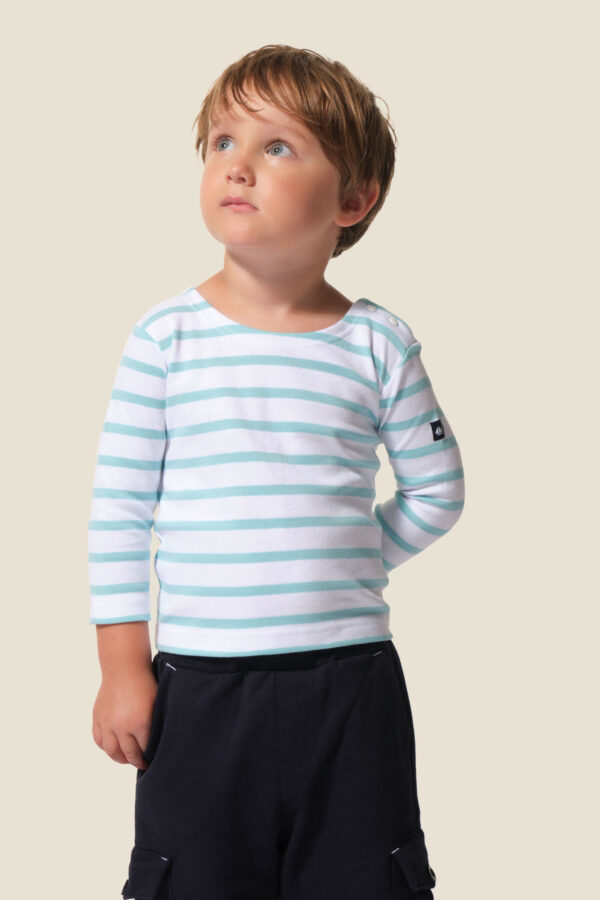 Marinière mixte épaisse manches longues enfant Cordage – Blanc/Pool
