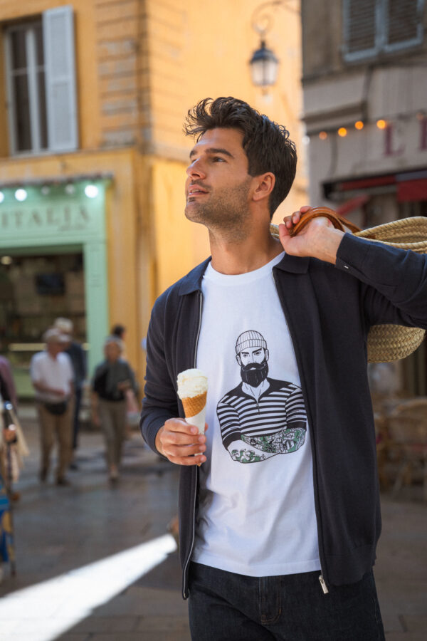 Tee-shirt homme col rond imprimé marin Daffi