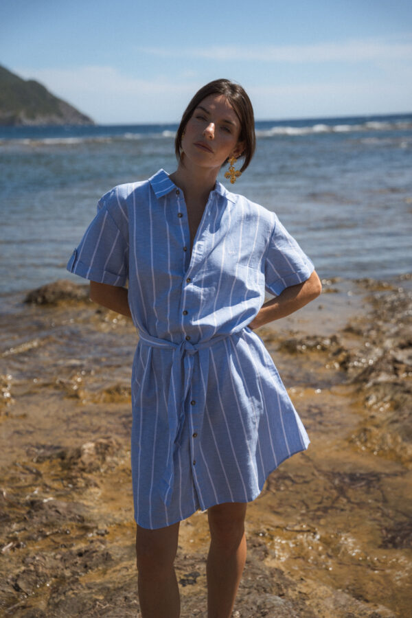 Robe chemise courte femme à rayures Antona