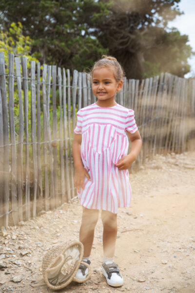 Robe fille rayée avec empiècement cœur Marinette