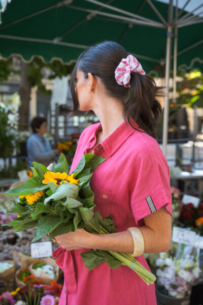 Robe femme courte en lin mélangé et ceinture à la taille Esma