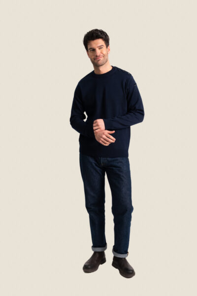 Pull homme en laine mérinos, col rond, Eugene