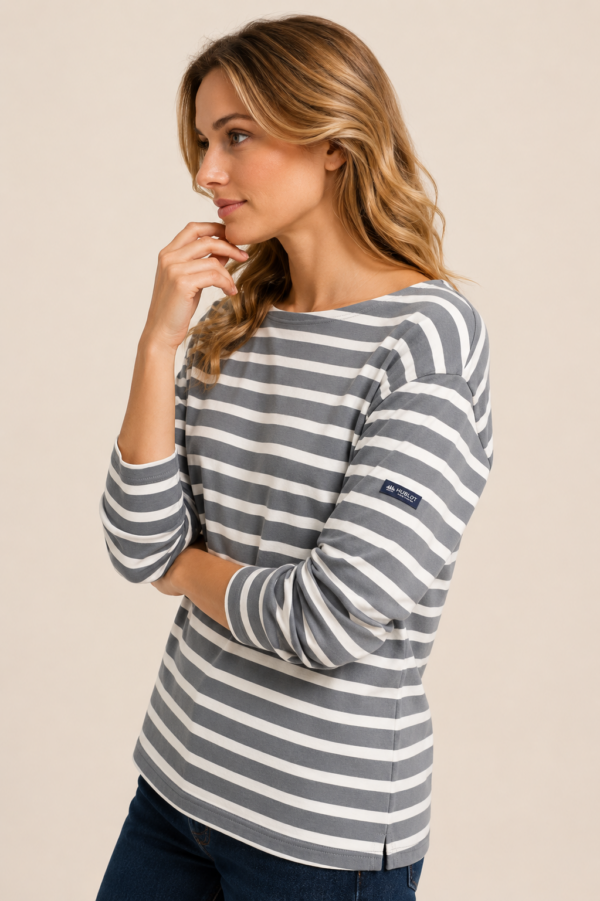 Marinière épaisse manches longues femme Cordage – Amande/Ecru