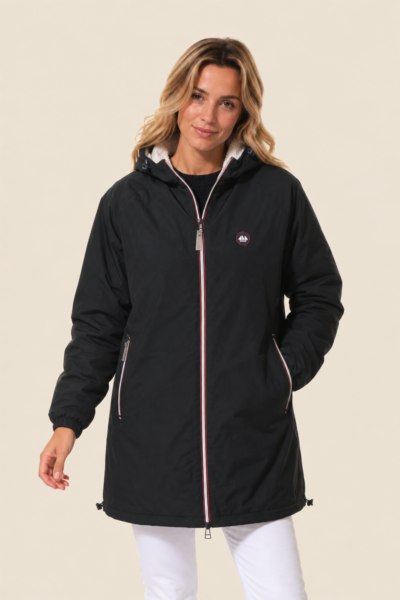 Veste longue femme zippée à capuche